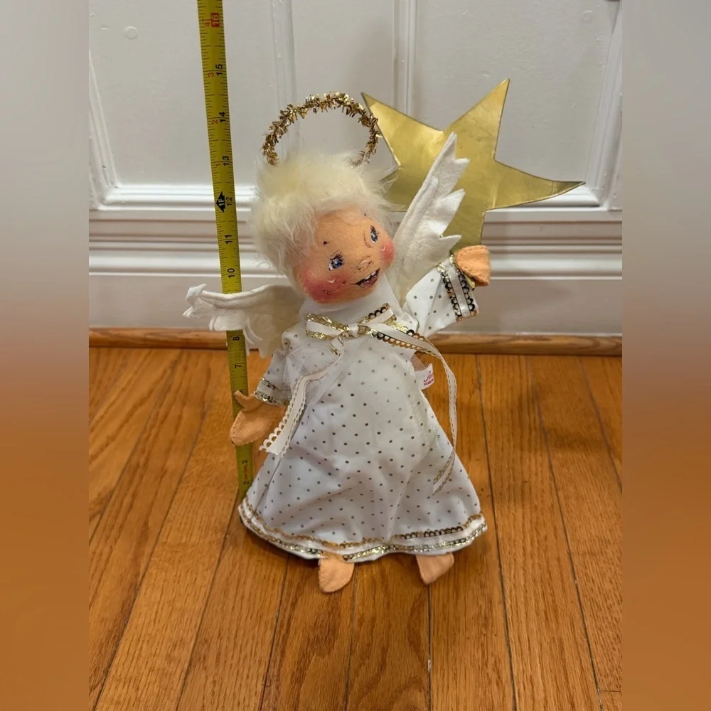 Annalee Christmas angel tree topper star white gold 1983